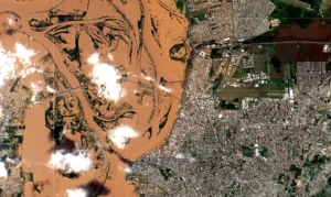 Foto de satélite nas inundações do RS